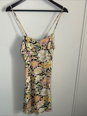 Miss Selfridge Retro Floral Spaghetti Strap Slip Dress - Size 2